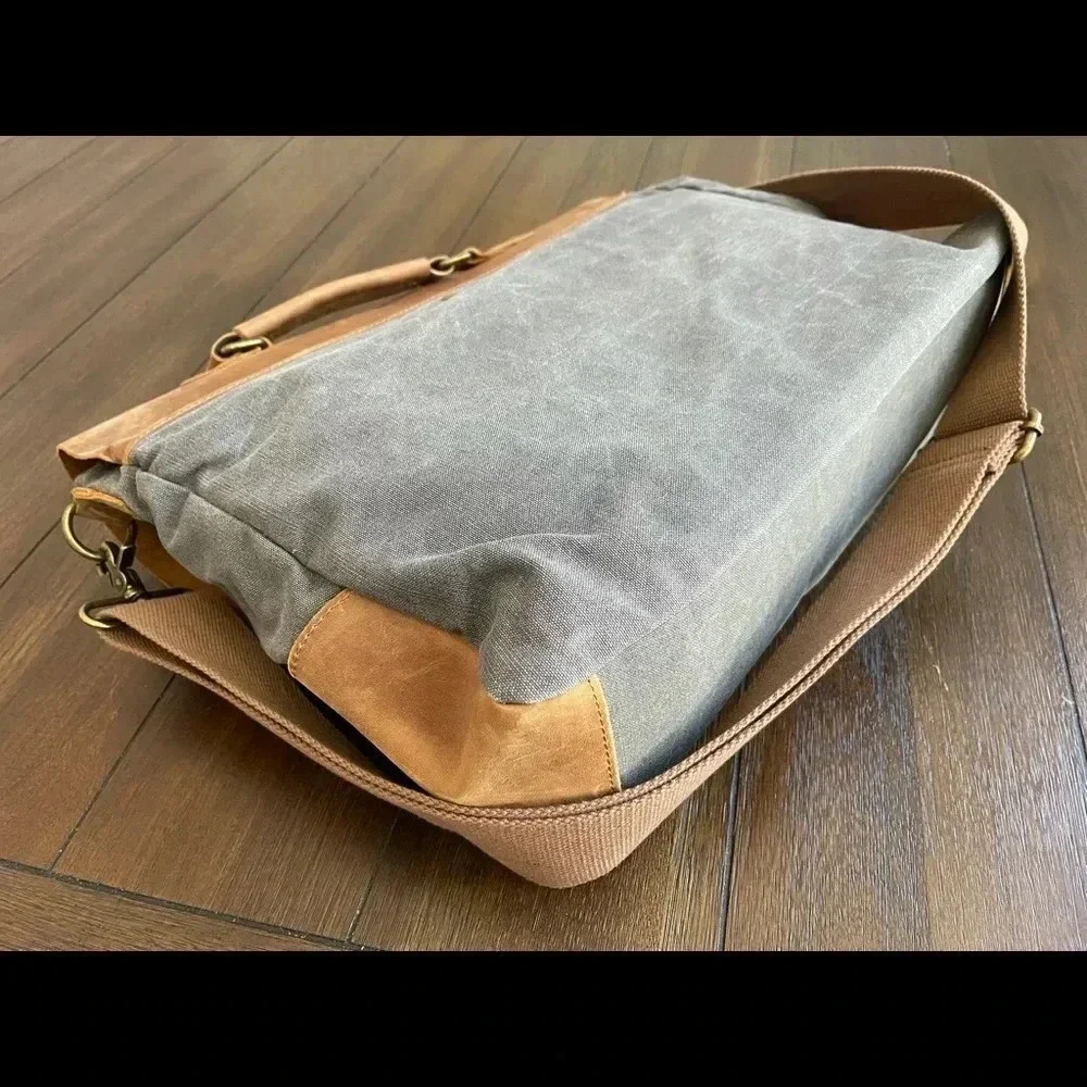 Woven canvas messenger bag